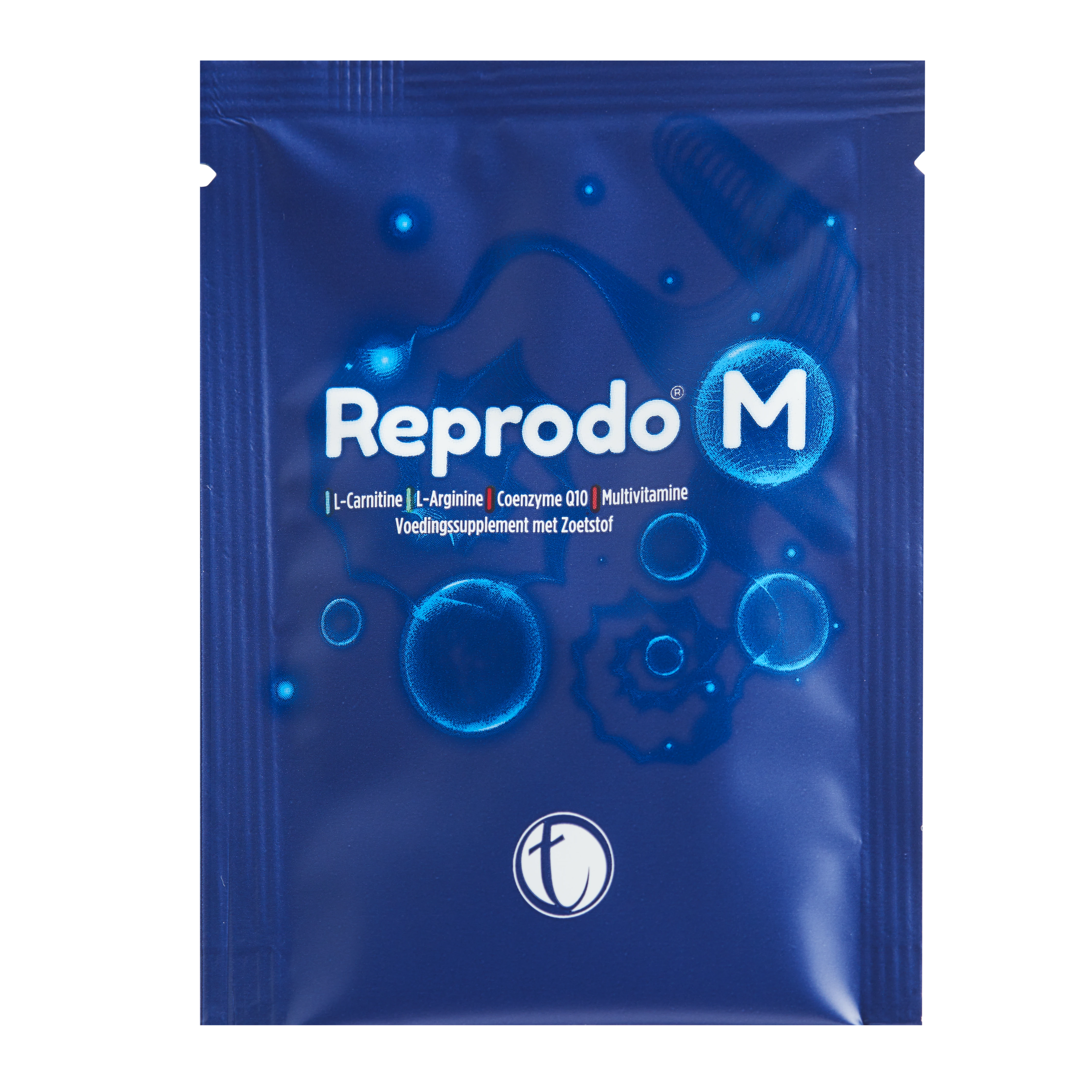 Reprodo M fertility supplement single sachet packet, front view