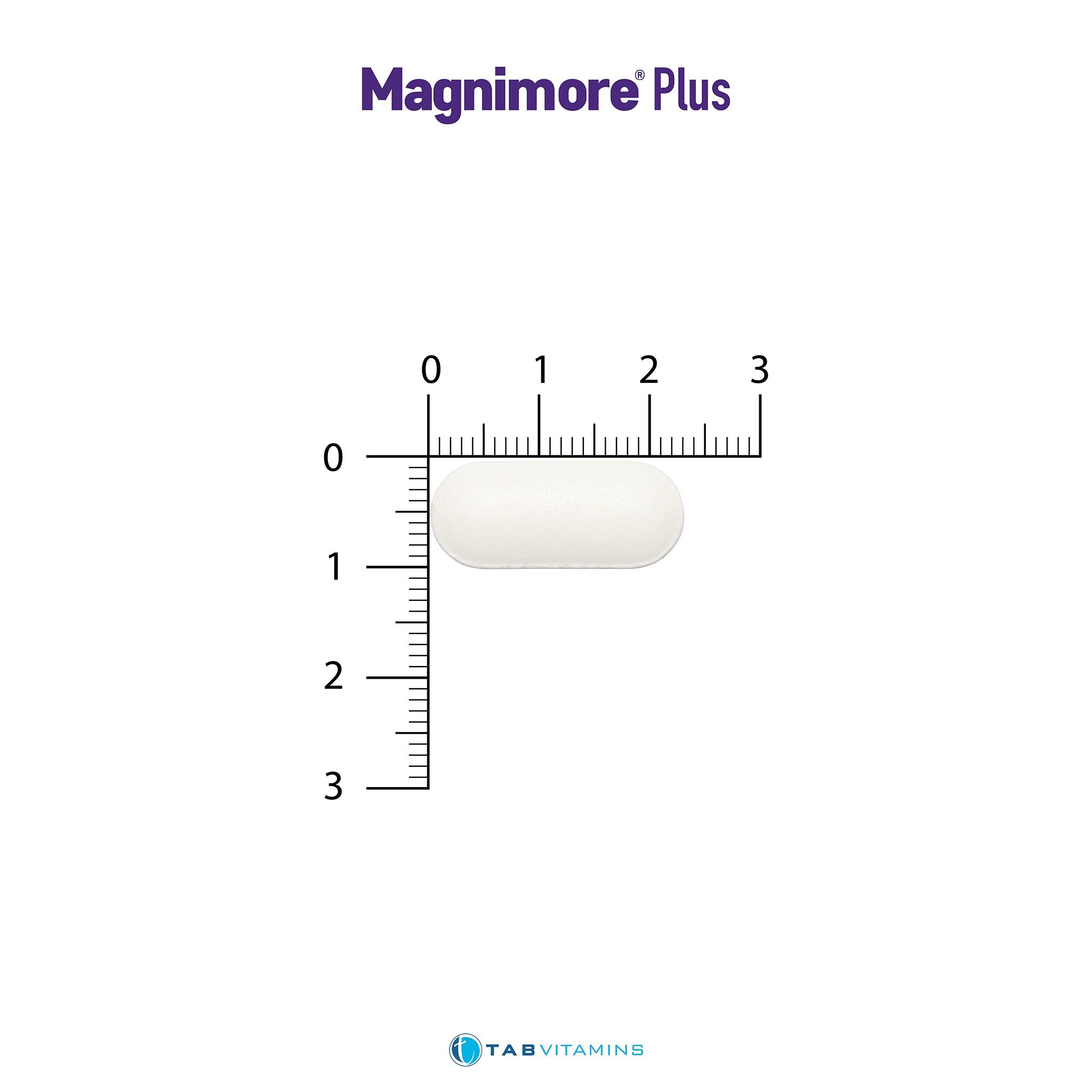 Magnimore Plus tablet shown with a ruler for size comparison