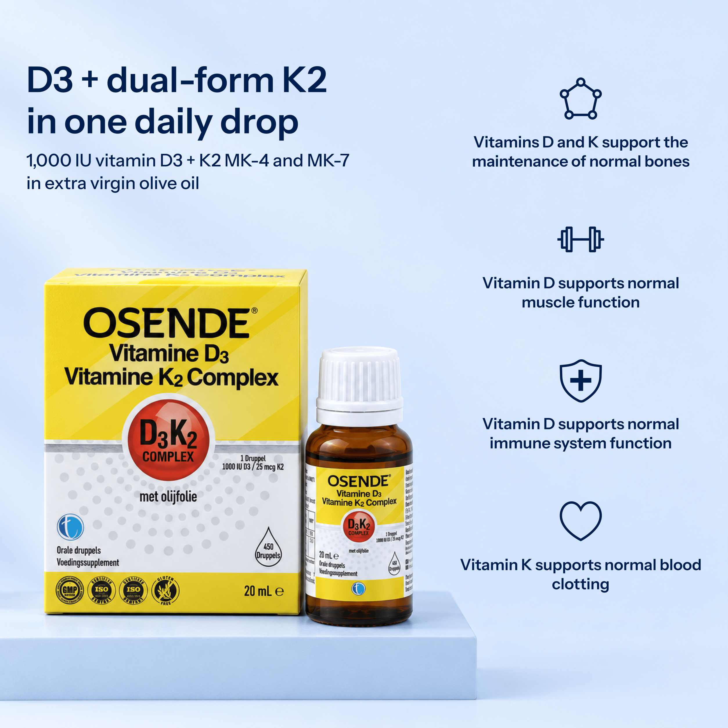 OSENDE Vitamin D3&K2 Complex | Daily Food Supplement - TAB Vitamins