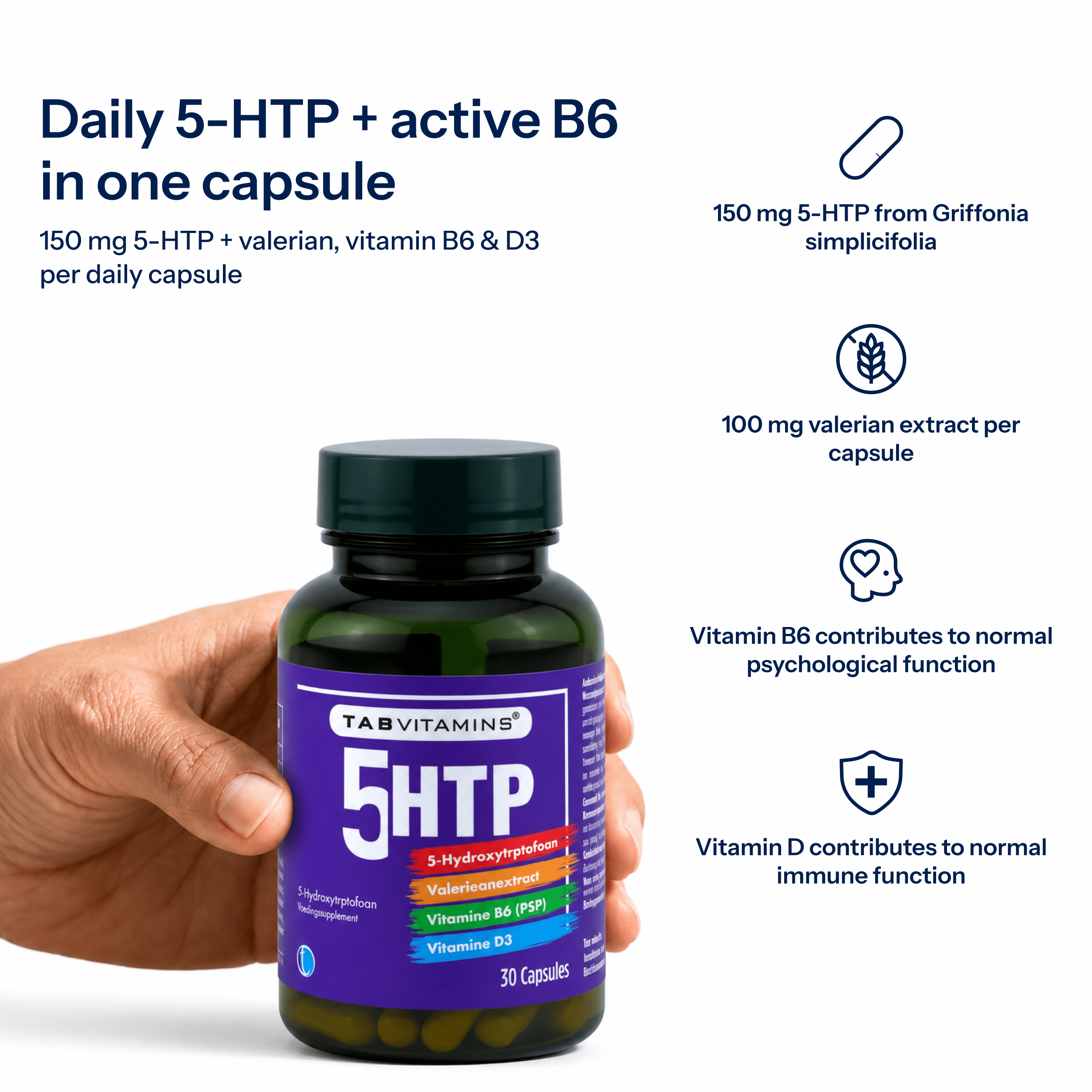TAB Vitamins 5-HTP | Daily Food Supplement - TAB Vitamins