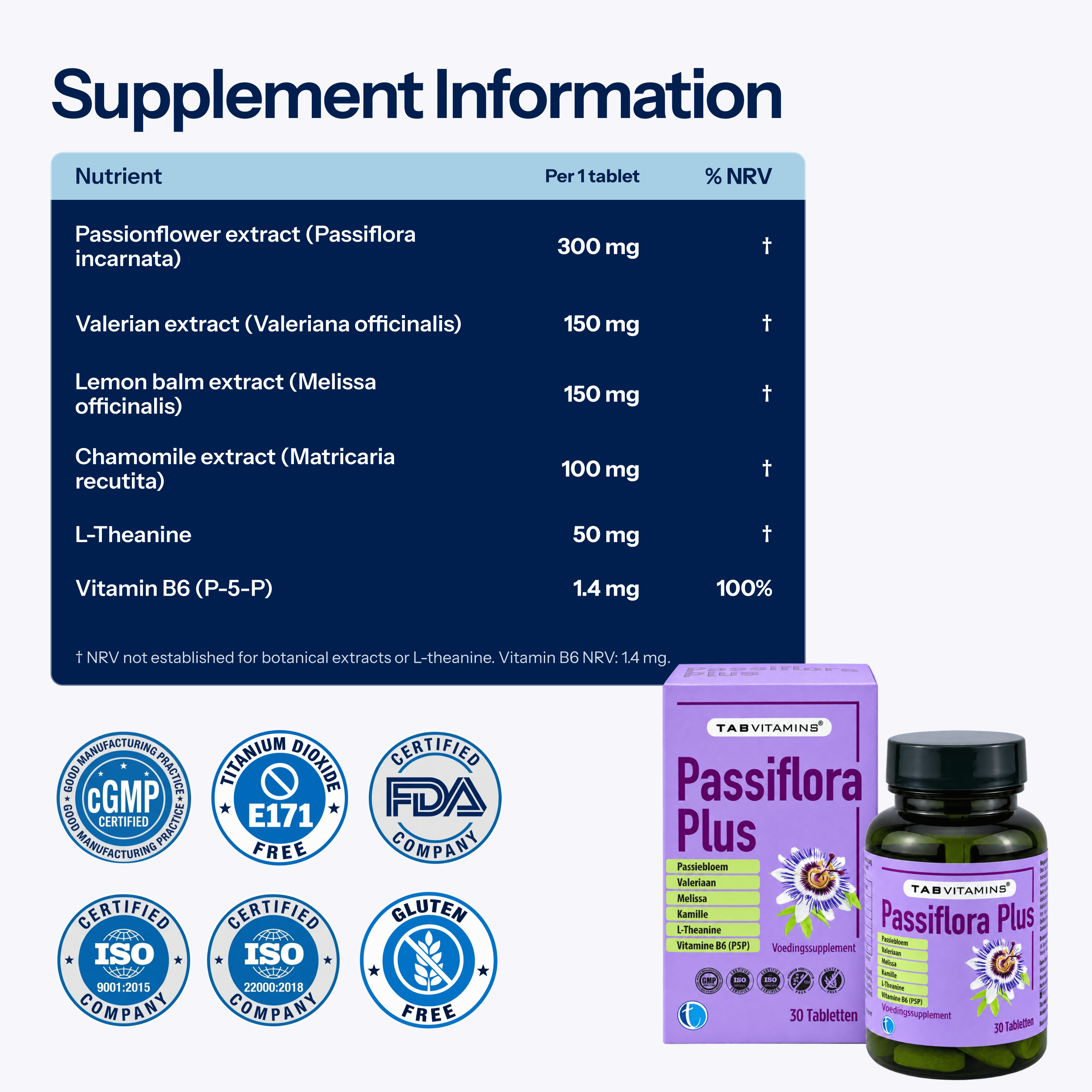 TAB Vitamins Passiflora Plus | Daily Food Supplement - TAB Vitamins